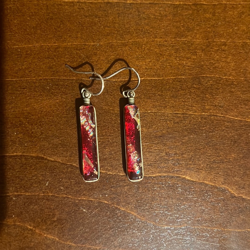 Red artisan earrings